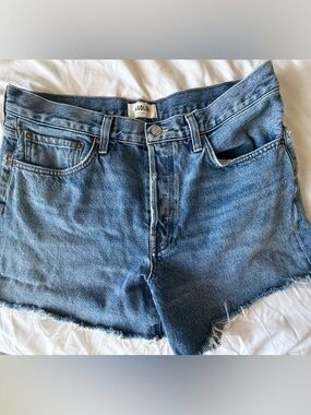Agolde PARKER LONG Blue Denim Cutoff Shorts size 30